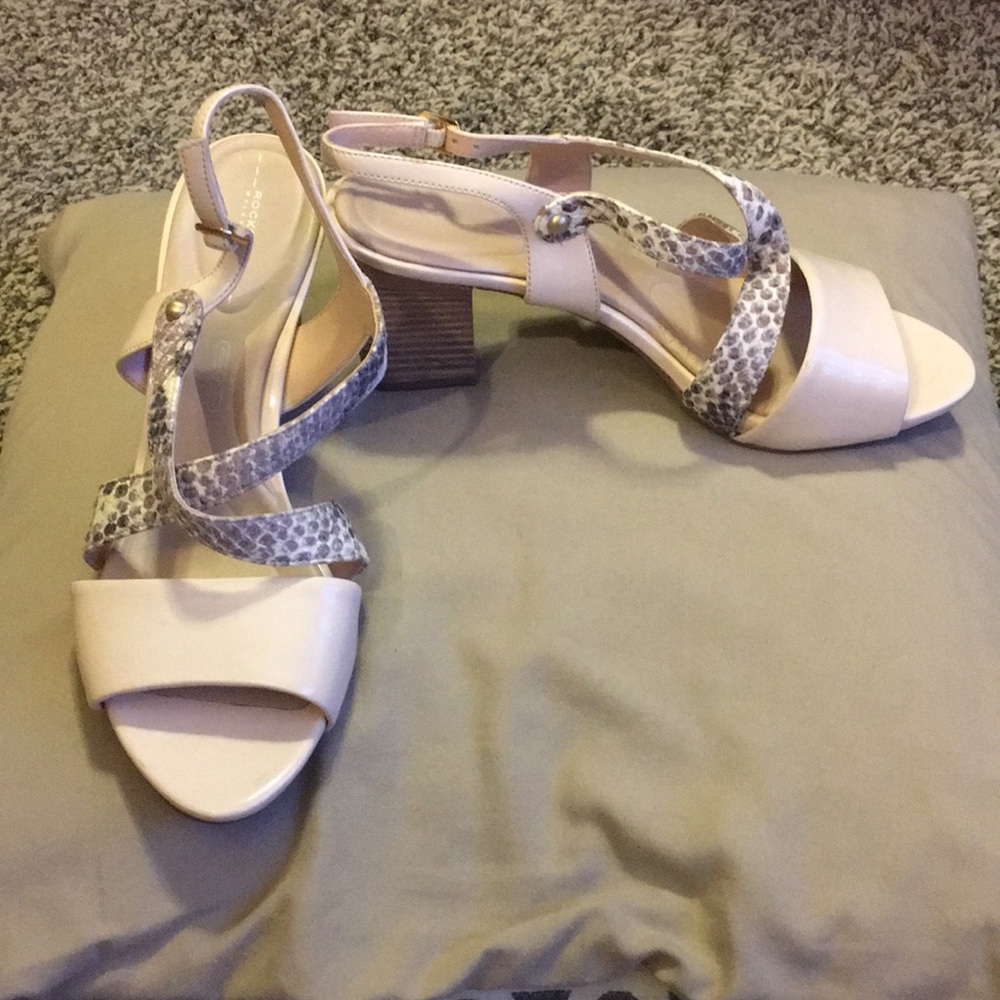Rockport tan and snake skin heels